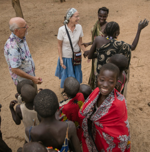 Philip and Linda Byler visit with Laarim villagers 